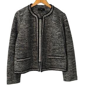 Talbots Woman Tweed Textured Black White Blazer Jacket Womens size X (12/12W)